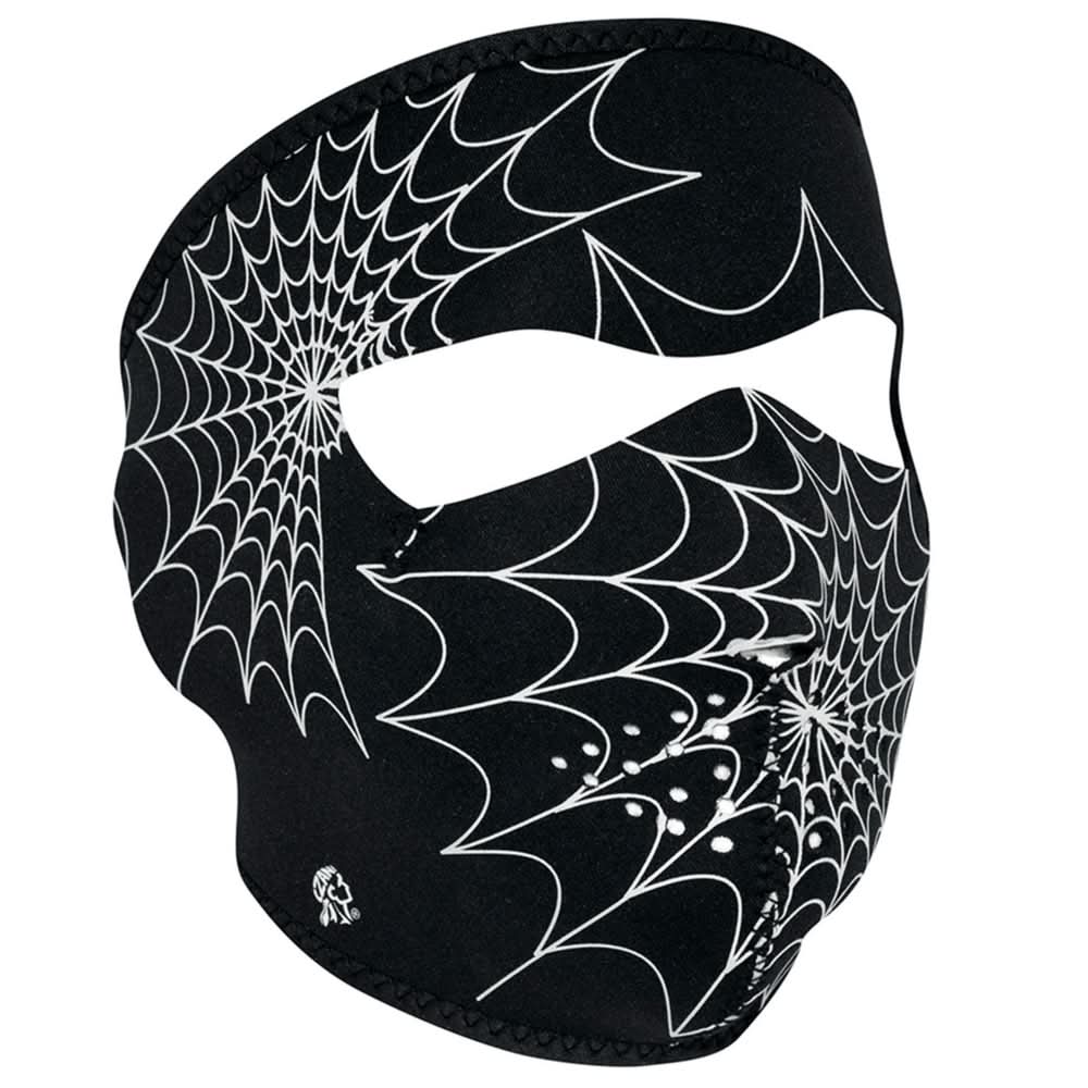 WNFM057G ZAN® Full Mask- Neoprene- Spider Web, Glow in the Dark Full Face Masks ZAN Headgear