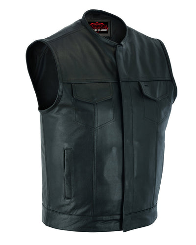 Dawn Run Black Cowhide Leather Motorcycle Vest