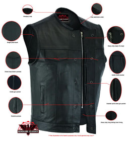 Dawn Run Black Cowhide Leather Motorcycle Vest