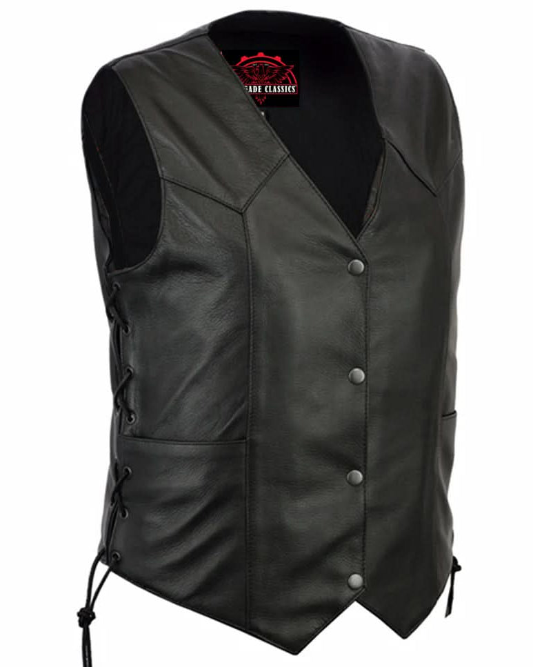 Velesky Women's leather motorcycle vest