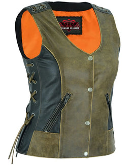 Heavex Women's leather motorcycle vest