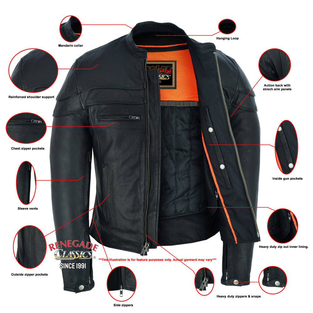 Speedster Men’s Black Leather Motorcycle Jacket Men's Leather Jackets Renegade Classics