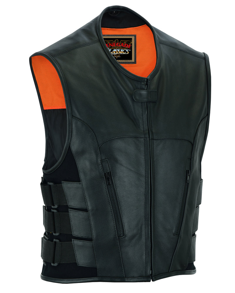 Silent Strike Black Leather SWAT Style Motorcycle Vest