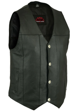 SolidRider Men's Leather Motorcycle  Vest - Black