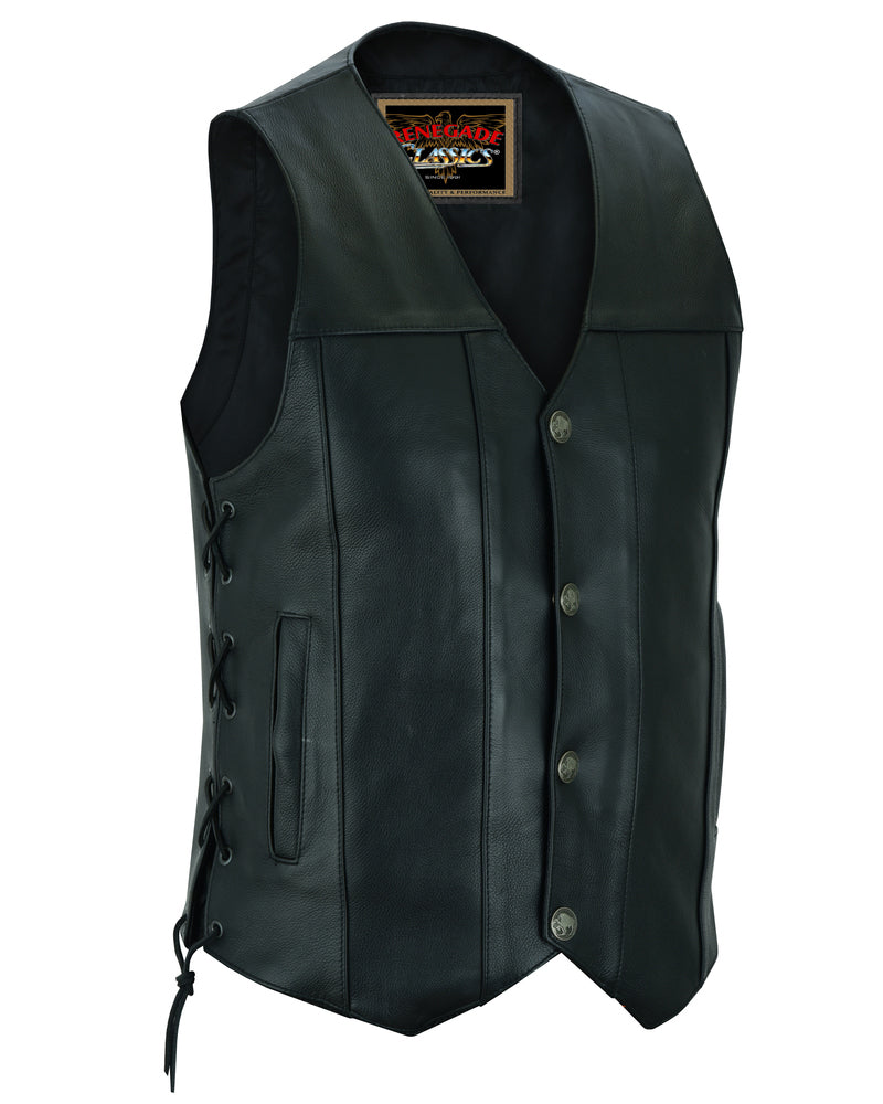 Black Hawk Men's   Leather Motorcycle Vest