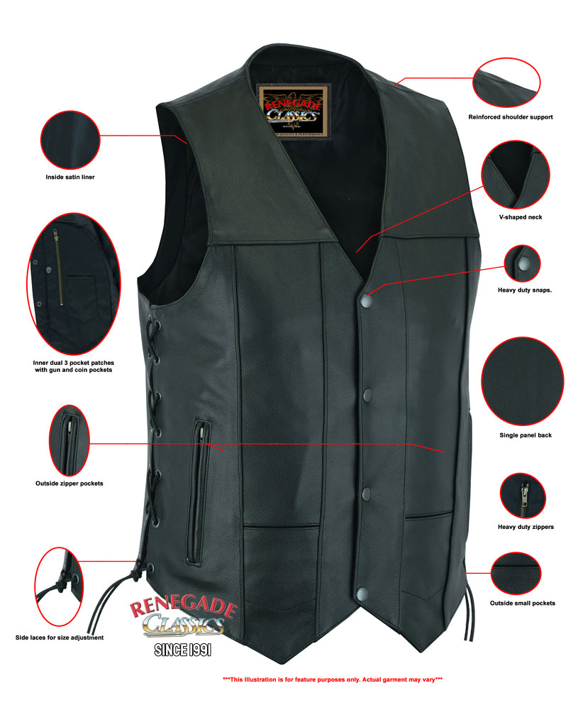 Men's Line Ranger Multi-Pocket Motorcycle Vest - Black