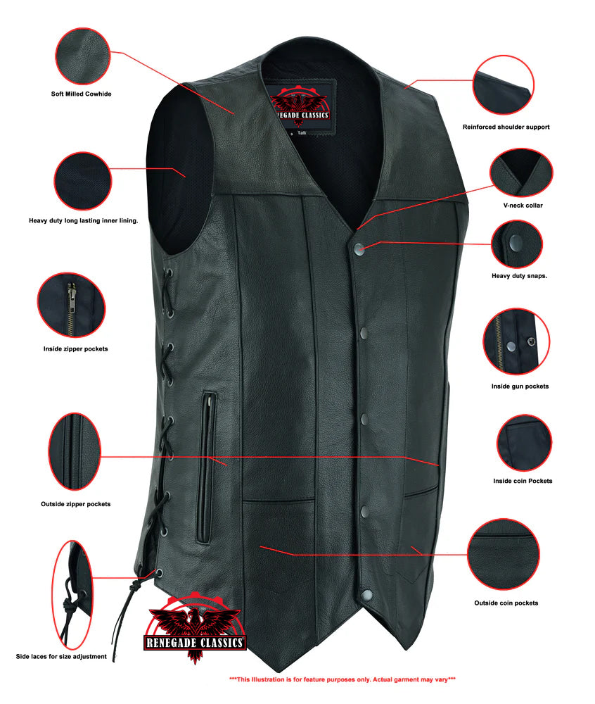 GearGuard Men's Utility Motorcycle Vest - Black