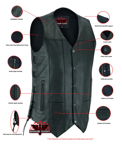 GearGuard Men's Utility Motorcycle Vest - Black