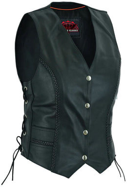 Blackthorn Women's leather motorcycle vest - Black