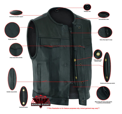 Target Men's Leather Motorcycle Vest – Black