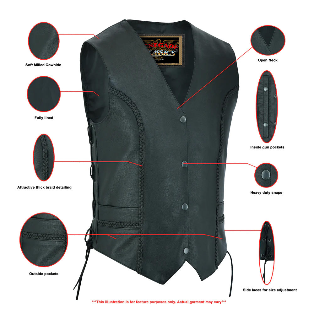 Enchantia Women's leather motorcycle vest Women's Leather Vests Renegade Classics