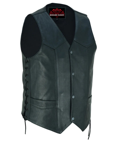 Guild Gold Men's Leather Motorcycle Vest - Black