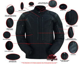 Quantum Men's  Black  Mesh Motorcycle Jacket