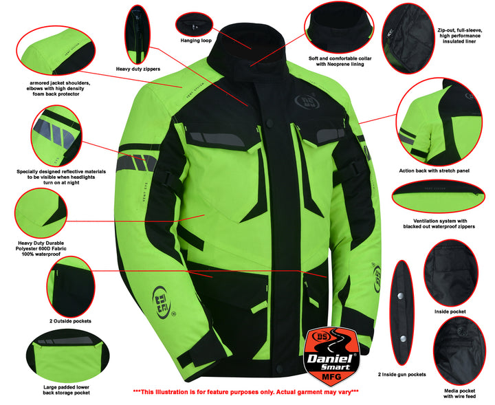 Prism  Hi-Vis Mens Textile Motorycyle Jacket