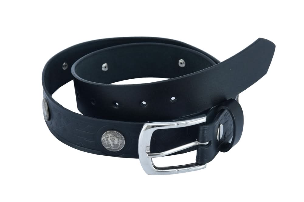 BLT Classic Black Leather Belt with Buffalo Nickel Biker Accessories Renegade Classics
