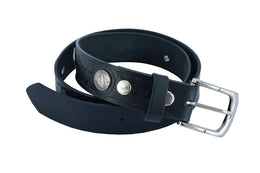 BLT Classic Black Leather Belt with Buffalo Nickel Biker Accessories Renegade Classics