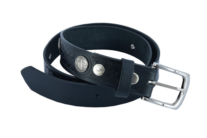 BLT Classic Black Leather Belt with Buffalo Nickel