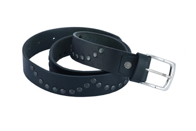 BLT Super Cool Curved Pattern Studded Leather Belt Biker Accessories Renegade Classics
