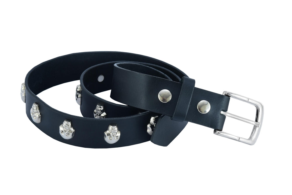 BLT Skull Heads Black Genuine Leather Belt Biker Accessories Renegade Classics