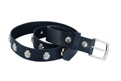 BLT Skull Heads Black Genuine Leather Belt Biker Accessories Renegade Classics