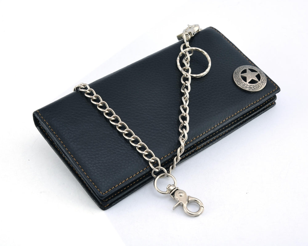 BWC236 Black Texas Star Concho Leather Wallet Wallet Chains/Key Leash Renegade Classics