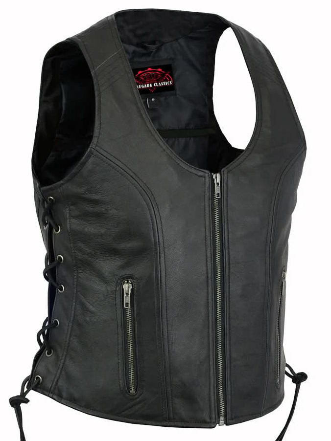 Everess Women's leather motorcycle vest