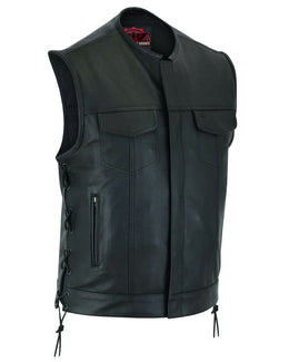 BlackArmor Men's  Black motorcycle Leather Vest