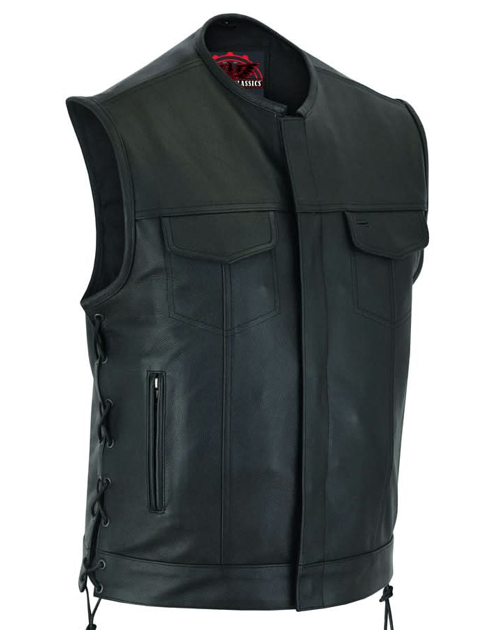 BlackArmor Men's  Black motorcycle Leather Vest