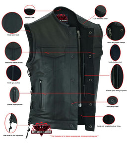 BlackArmor Men's  Black motorcycle Leather Vest