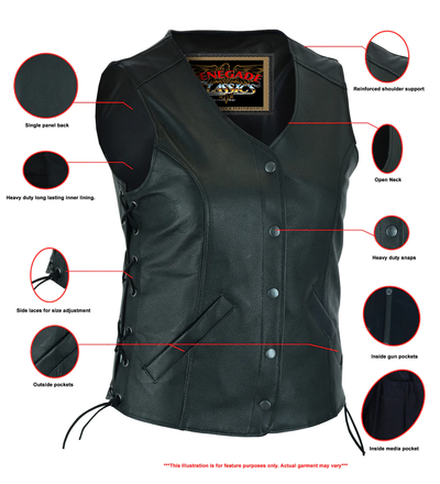 Clara Women's leather motorcycle vest Women's Leather Vests Renegade Classics