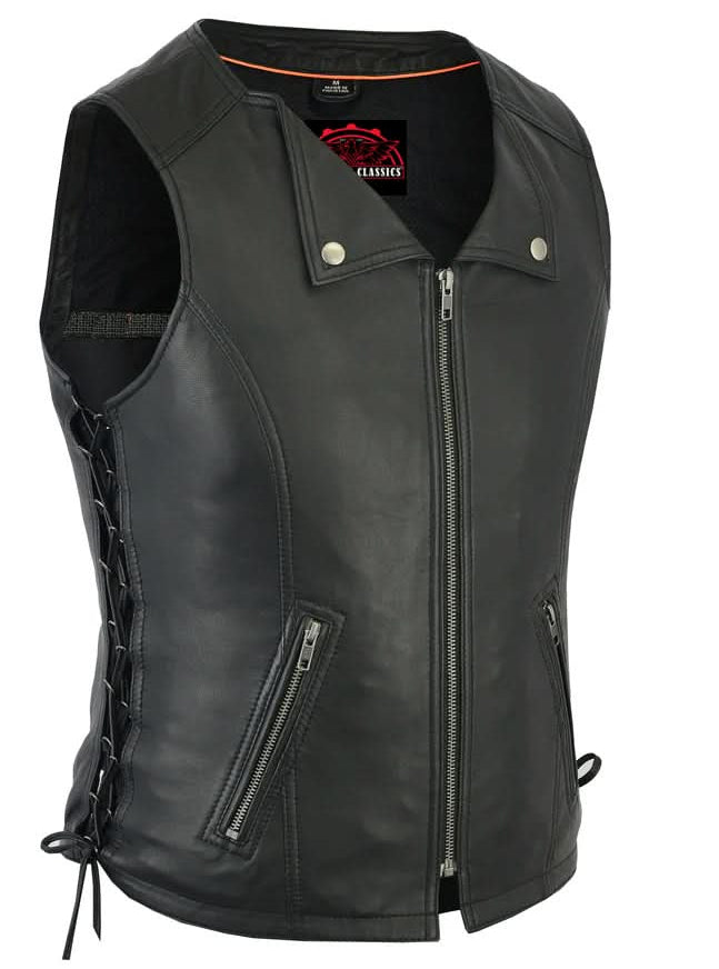 Vexela Women's leather motorcycle vest
