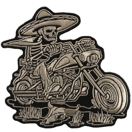 Hot Leathers 5" x 5" Sombrero Skeleton Rider Patch