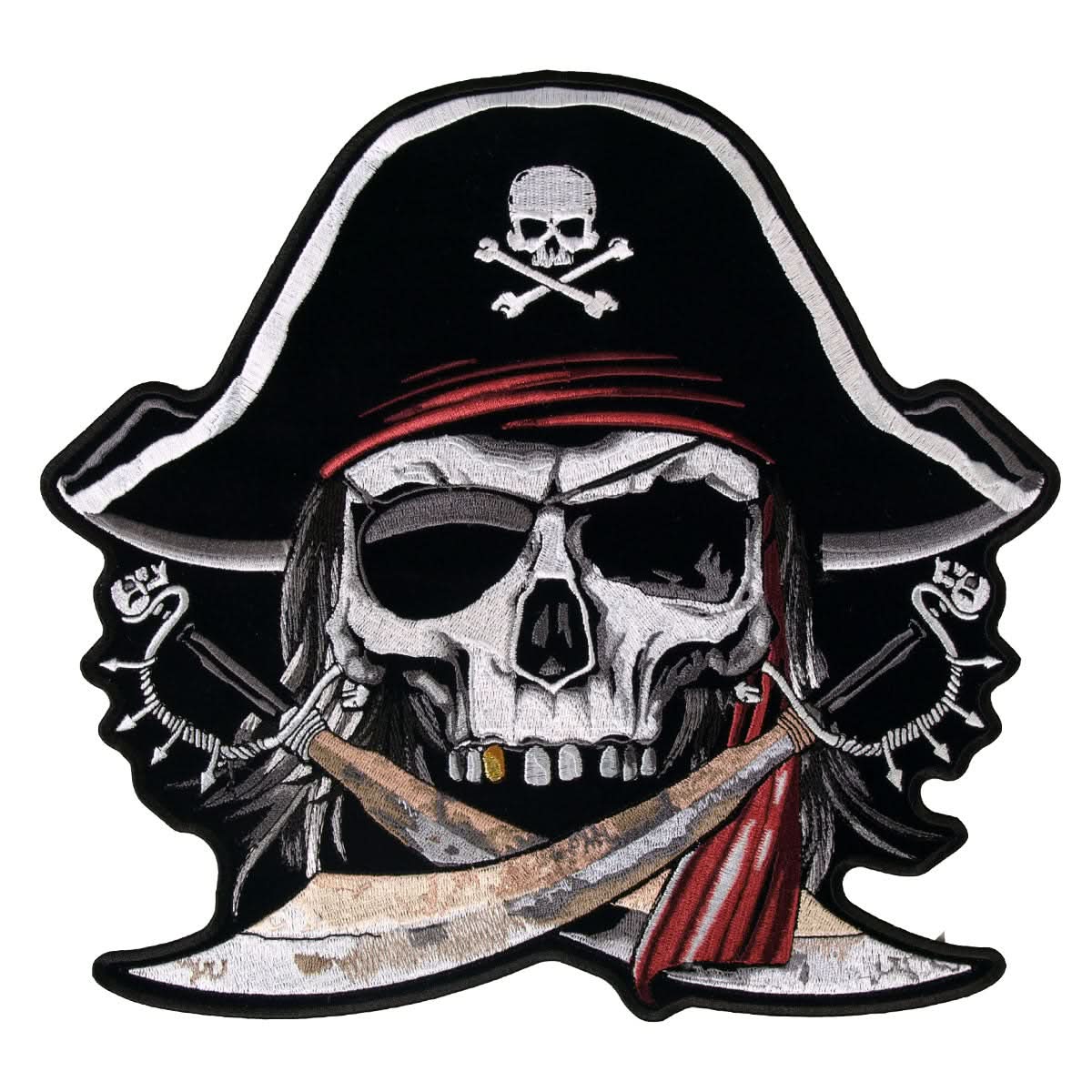 Hot Leathers Pirate Skull 11" x 10" Patch