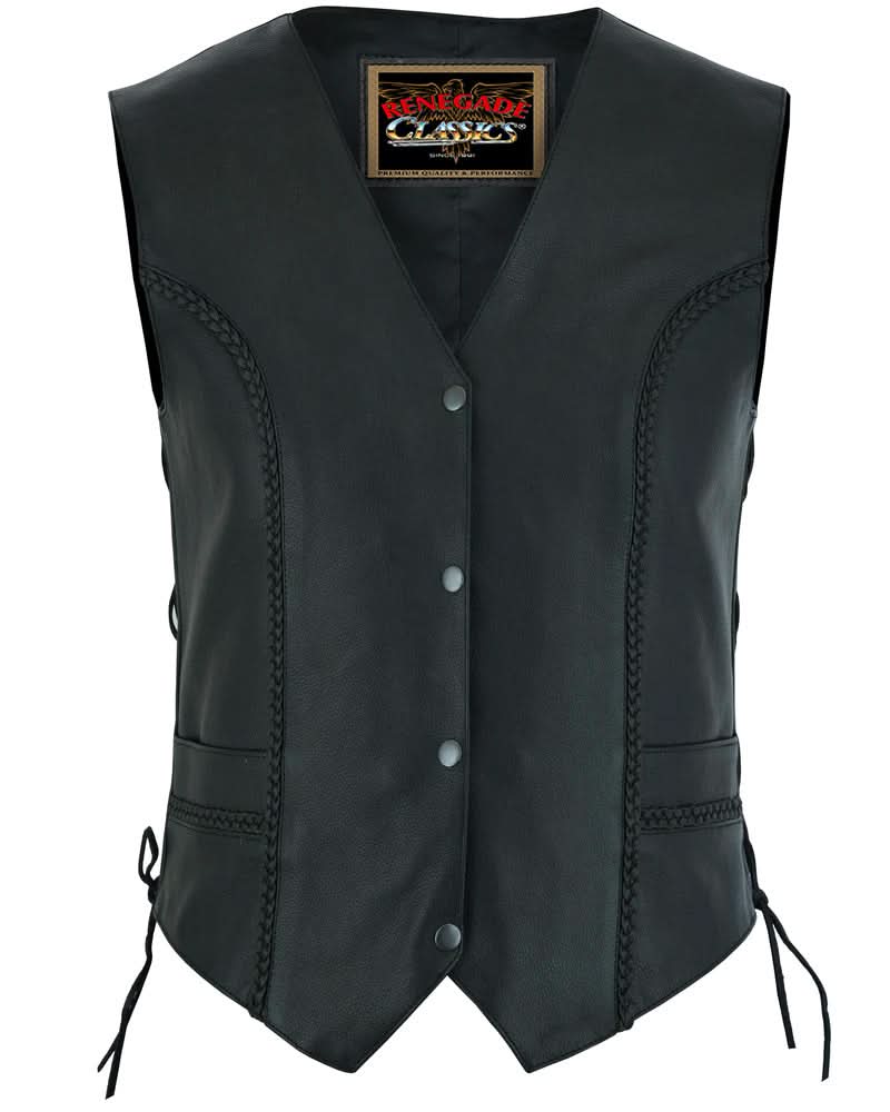 Enchantia Women's leather motorcycle vest Women's Leather Vests Renegade Classics