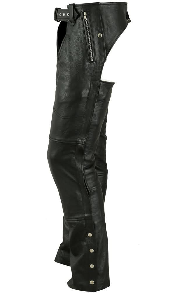Rider Shield Black leather motorcycle chaps - Black Chaps & Pants Renegade Classics