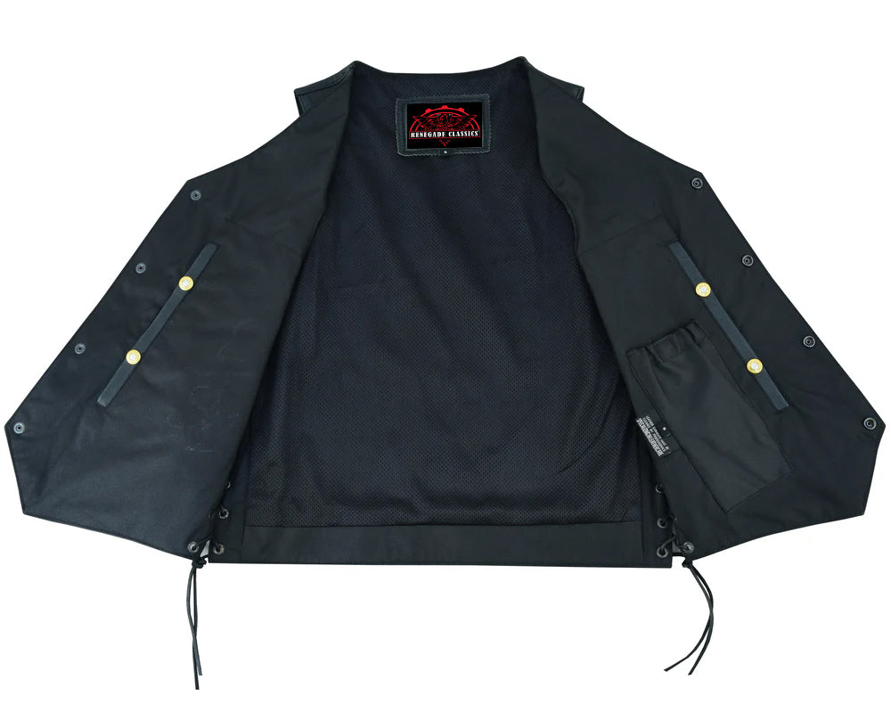 Guild Gold Men's Leather Motorcycle Vest - Black