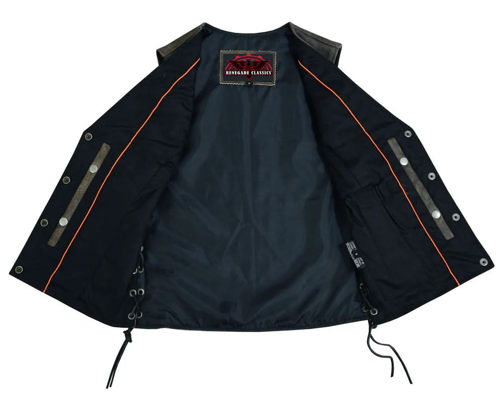 Fury Queem Women's leather motorcycle vest-  Antique Brown