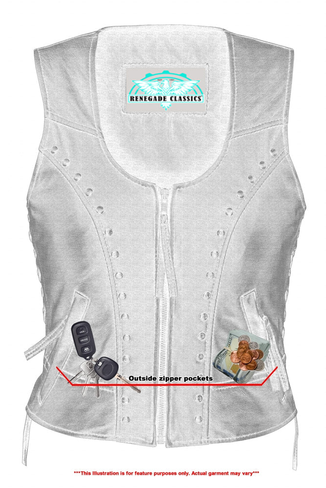 Biker Mommy Women's leather motorcycle vest - Black