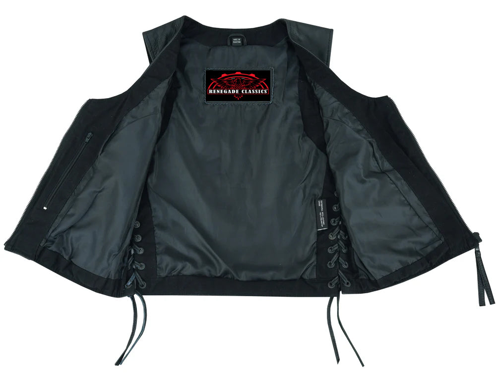 Biker Mommy Women's leather motorcycle vest - Black