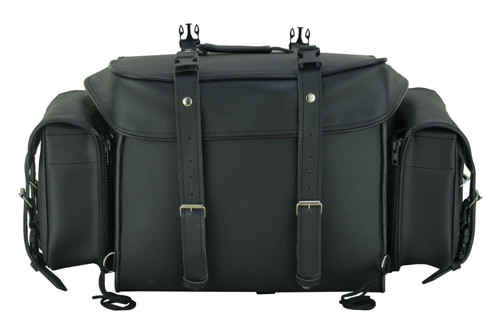 DS Leather Black PVC Large Four Piece Motorcycle Touring Tail Bag Sissy Bar Bags Renegade Classics