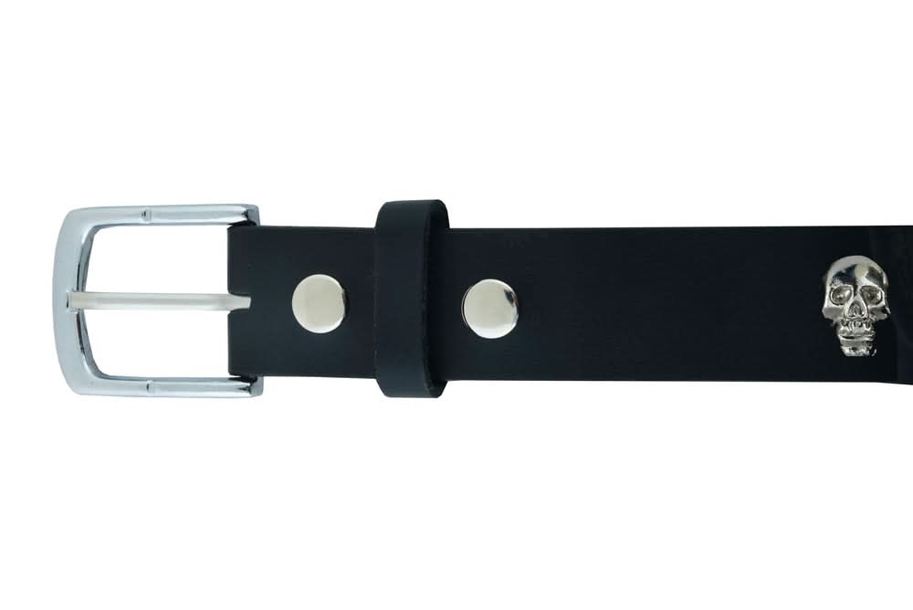 BLT Skull Heads Black Genuine Leather Belt Biker Accessories Renegade Classics