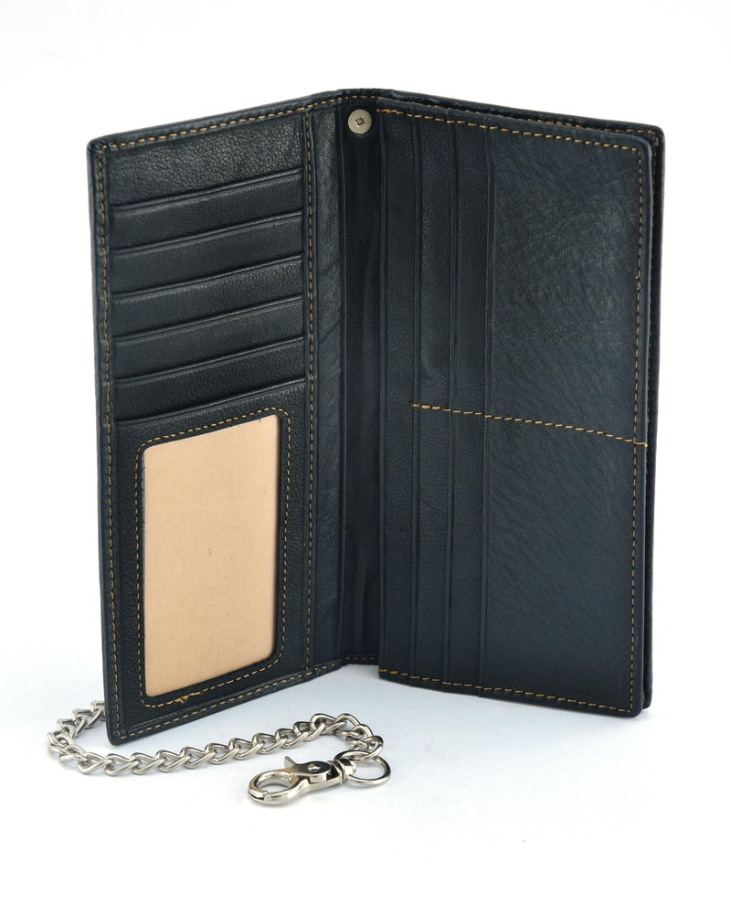 BWC236 Black Texas Star Concho Leather Wallet Wallet Chains/Key Leash Renegade Classics
