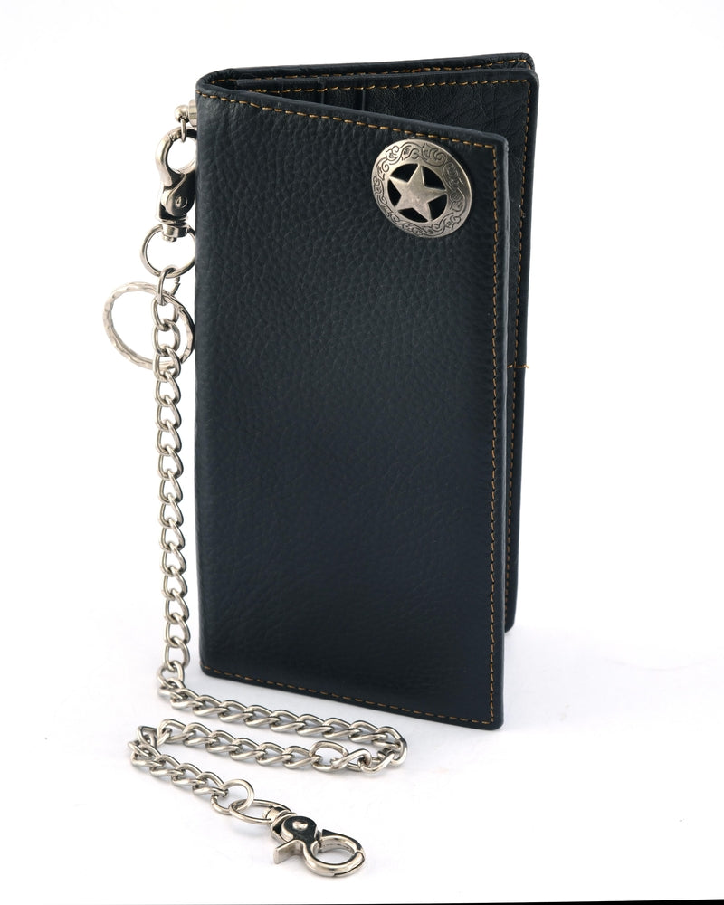 BWC236 Black Texas Star Concho Leather Wallet Wallet Chains/Key Leash Renegade Classics