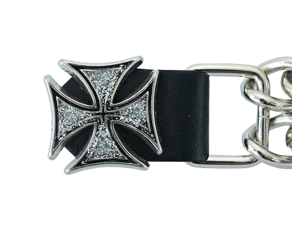 PKV142D Vest Extender - Iron Cross with Silver Glitter Vest Extenders Renegade Classics