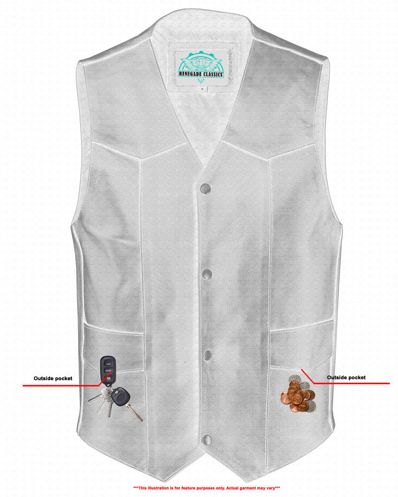 Black Stone Men's  Leather Motorcycle Vest - Black