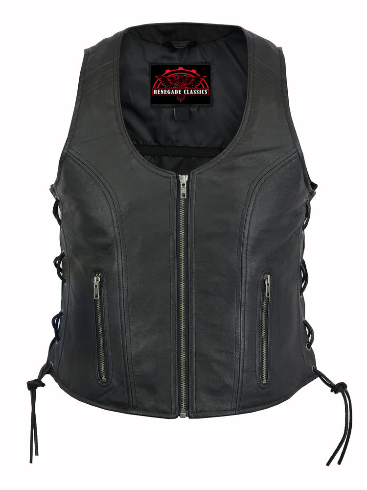 Everess Women's leather motorcycle vest