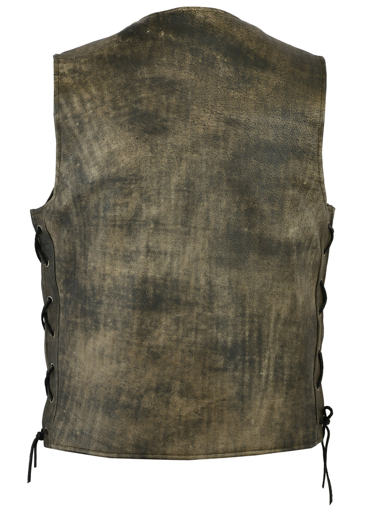 Antique Charm Men's Antique Brown Leather Motorcycle Vest Men's Leather Vests Renegade Classics