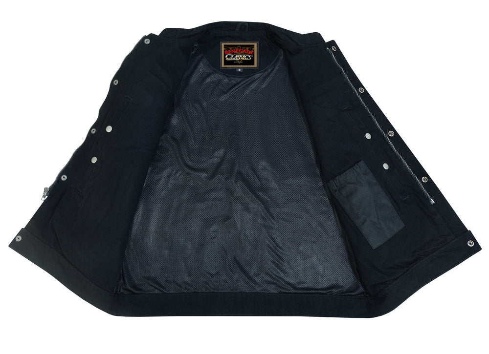 Weston Black Men's Denim Motorcycle Vest Men's Denim Vests Renegade Classics