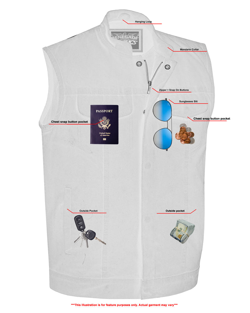 Weston Black Men's Denim Motorcycle Vest Men's Denim Vests Renegade Classics