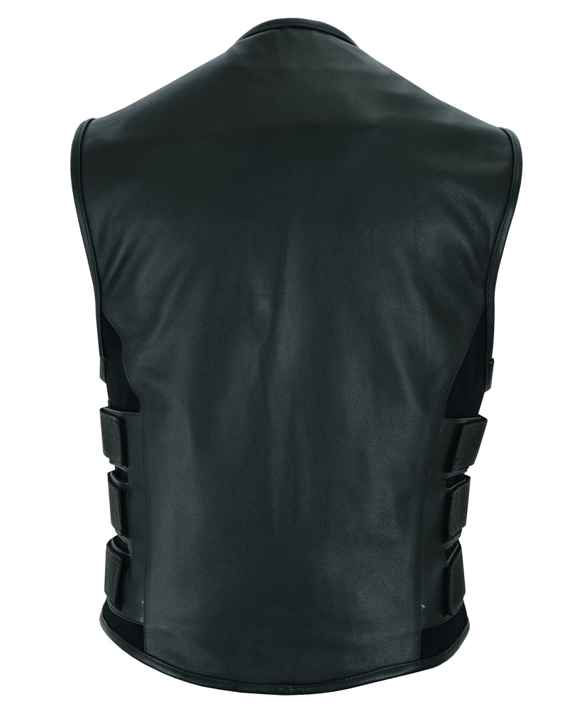 Silent Strike Black Leather SWAT Style Motorcycle Vest